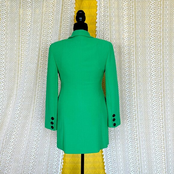 Vintage Kelly Green Mid Length Wool Blend Pea Coat by Rickie Freeman Size 4 - Picture 6 of 12